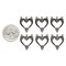 Silver Plated Brass Four Ring Heart Shaped Connectors, Set of Six - S-4C13